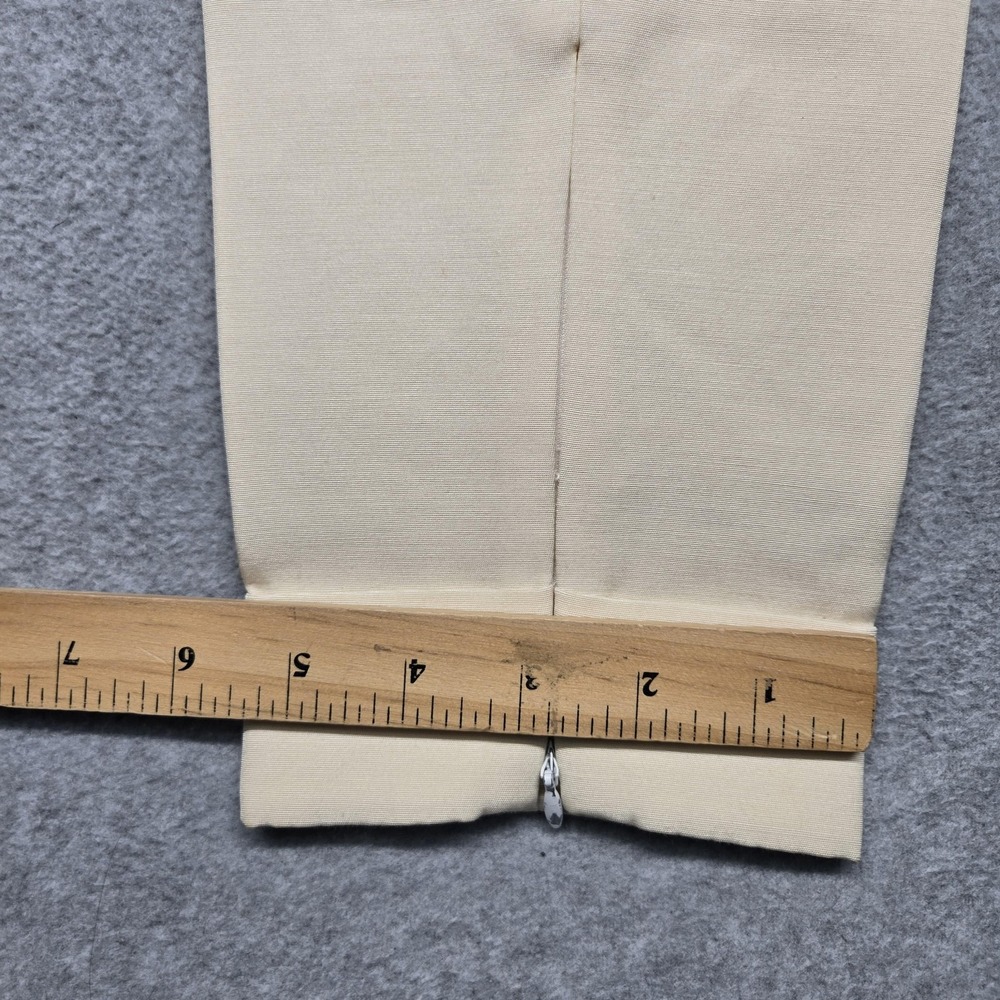Balenciaga Pants Womens 38 Beige Silk Gabardine Cuffed Zip‎ Ankle Made Italy - Picture 15 of 16
